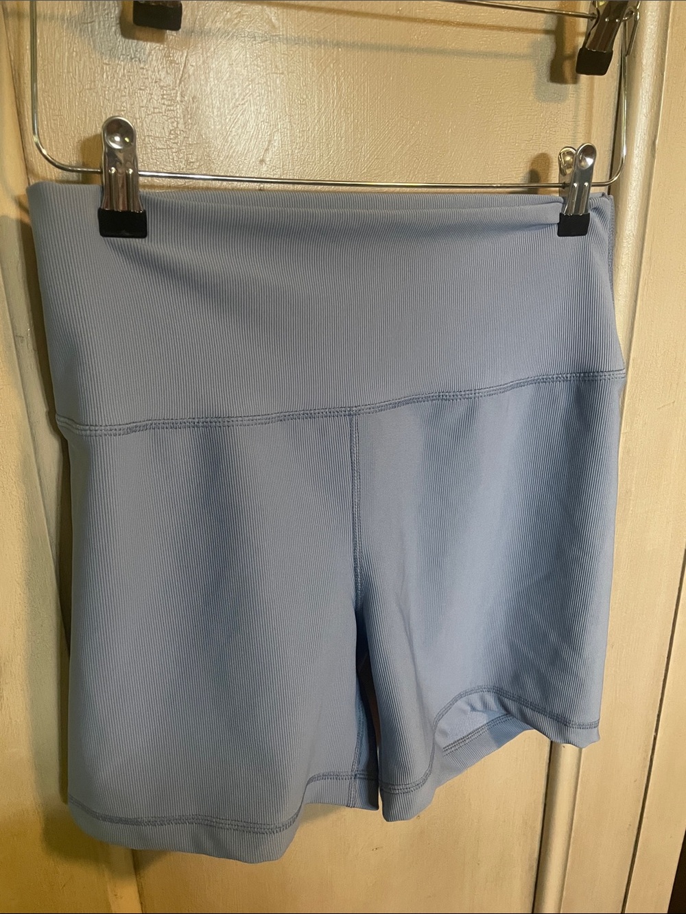 90 Degree By Reflex Light Blue High-Waist Bike Shorts